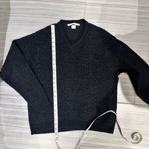 Perry Ellis | Textured Black V-Neck Sweater | Size M | Made in Italy